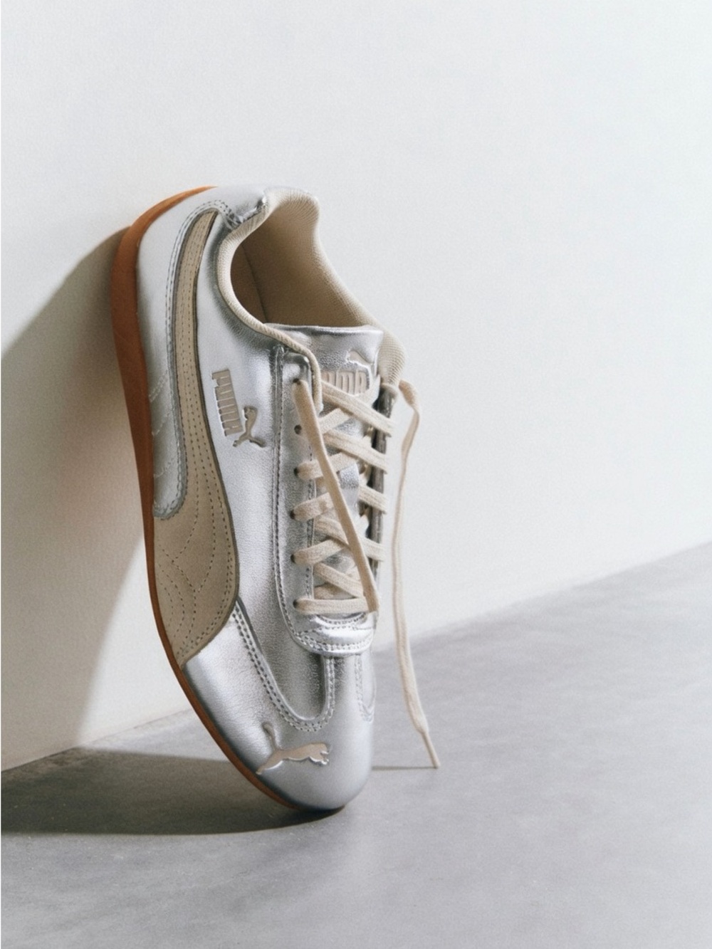 Puma Speedcat Metallic Sneakers in Alpine Snow - Gum - SIZE 8.5 US NWT NIB